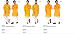 FRELURO Mens Printed Kurta Set Starting at ₹335