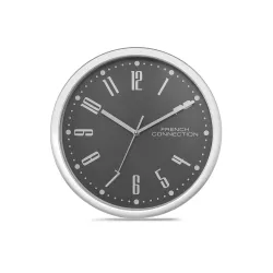 French Connection Stylish Analog Wall Clock for Home Hall Living Bedroom Kitchen with Grey Dial - Size: 12 Inches - FCWC