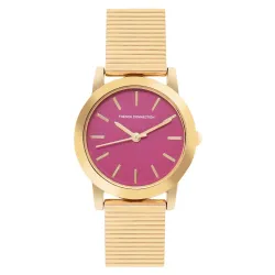 French Connection 3 Hands Dark Pink Dial Round Analog Watch for Women - FCS06GM-P