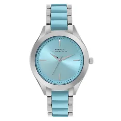 French Connection 3 Hands Blue Round Dial Stainless Steel