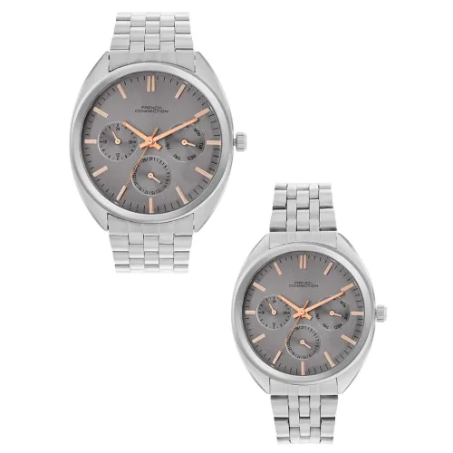 Image of French Connection Analog Grey Dial Couple's Watch