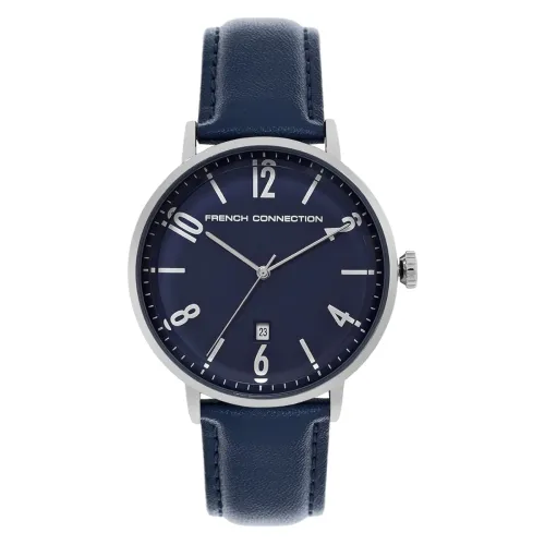 Image of French Connection Analog Blue Dial Men's Leather Watch