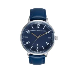 French Connection Analog Blue Dial Mens Leather Watch-Fc155U