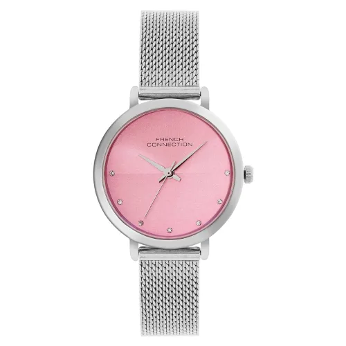 Image of French Connection | Analog Pink Dial | Silver Stainless Steel | Watch for Women