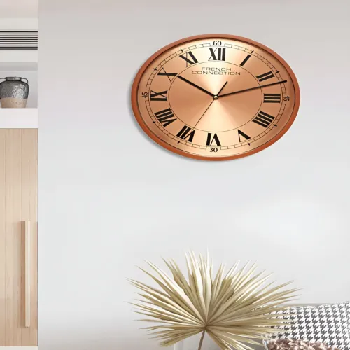 Image of French Connection Beige Rose-Gold Wall Clock