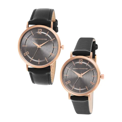 Image of French Connetion Analog Black Dial Unisex's Faux Leather Watch-Fcn00039