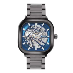 French Connection Blue Skeleton Dial Automatic Watch