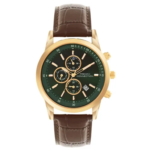 Image of French Connection Cedric Green Dial Multifunction Mens Watch