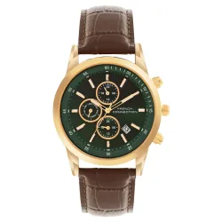 French Connection Cedric Green Dial Multifunction Mens Watch