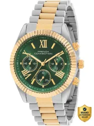French Connection Éclat Chronograph Sunray Dial Mineral Glass Analog Watch