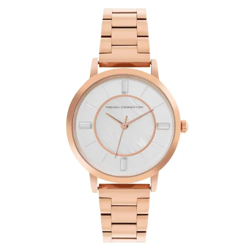 Image of French Connection Ephiphany MOP White Round Analog Watch with Rose Gold Metal