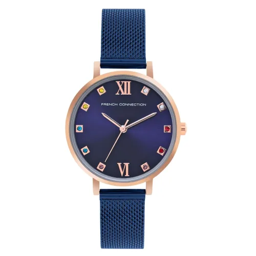 Image of French Connection Grace Blue Round Analog Watch for Women - FCN00068G