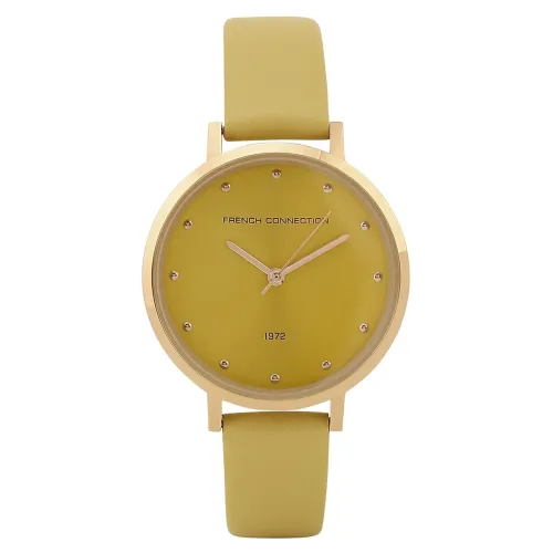 Image of French Connection Hazel Yellow (Pantone 7753 U) Round Analog Watch for Women - FCN00080E