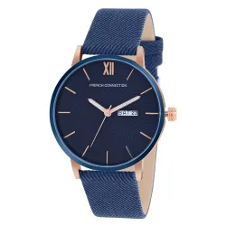 French Connection Leather Analog Blue Dial Mens Watch-Fcn00034E, Band_Silver
