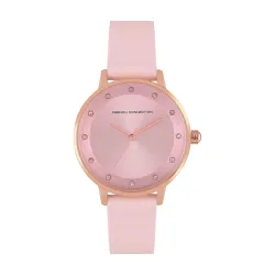 French Connection Leather Analog Pink Dial Womens Watch-Fcn00035H