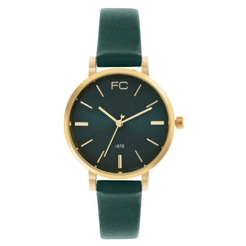 Image of French Connection Luna Analog Green Leather Strap Watch for Women 