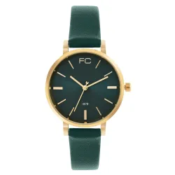 French Connection Luna Analog Green Leather Strap Watch for Women 