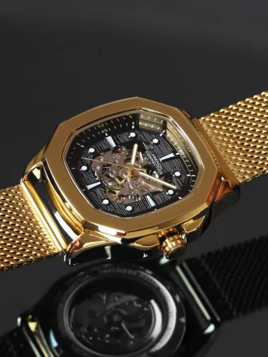 Image of French Connection Men Patterned Dial & Stainless Steel Bracelet Straps Automatic