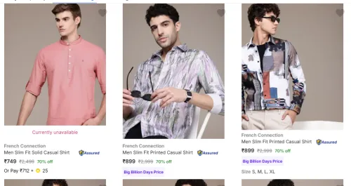 Image of French Connection Men's Shirts at Minimum 70% Discount