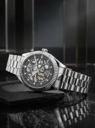 French Connection Men Skeleton Dial & Stainless Steel Straps Analogue Automatic