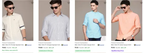 Image of French Connection Men's Shirts upto 80% Discount | Starting at ₹483