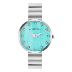 French Connection Mop Sea Green Round Dial with IP Steel Stainless Steel Metal