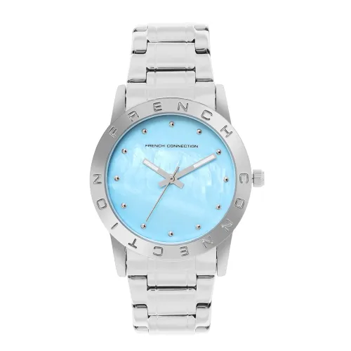 Image of French Connection Mop White Round Dial with Gold Two Tone Stainless Steel Metal