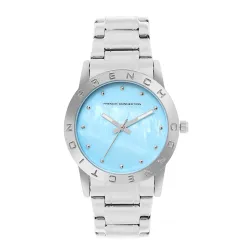 French Connection Mop White Round Dial with Gold Two Tone Stainless Steel Metal