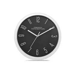French Connection Plastic Stylish Analog Wall Clock for Home with Dark Grey D