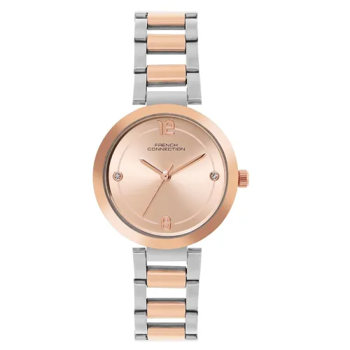 Image of French Connection Rose Gold Sunray Dial Analogue Watch