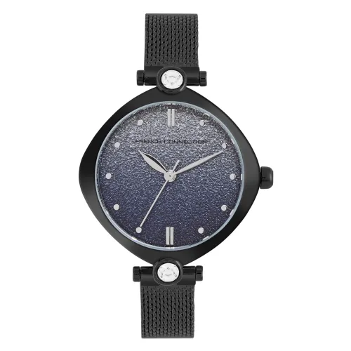 Image of French Connection Sheen Blue Shimmer Round Analog Watch with Black Mesh Strap for Women - FCP45BM