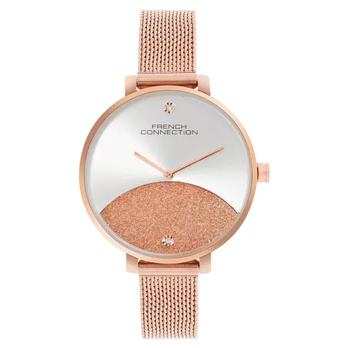 Image of French Connection Silver with Rose Gold Shimmer Dial Analog Watch for Women
