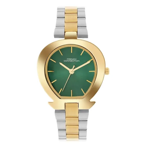 Image of French Connection Sunray Green Round Dial Stainless Steel Strap Watch for Womens