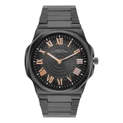 French Connection Textured Green Round Dial with Gold Stainless Steel Strap