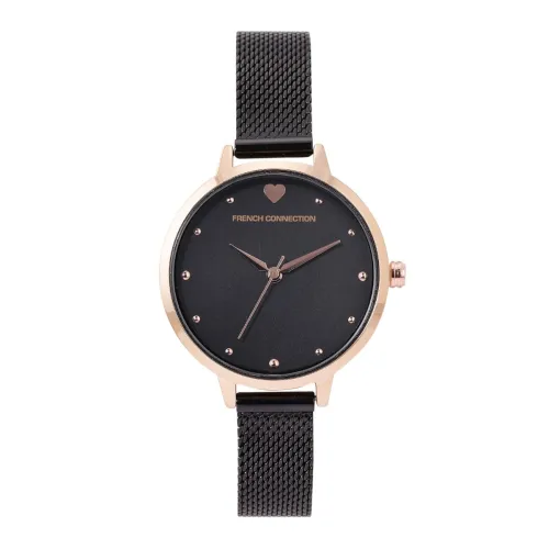Image of French Connection Women Amour Analog Watch Black Strap