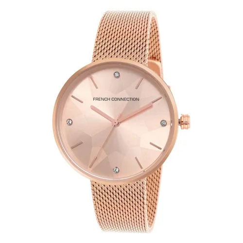 Image of French Connection Women's Bisous Analog Watch Rose Gold Strap