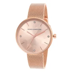 French Connection Womens Bisous Analog Watch Rose Gold Strap