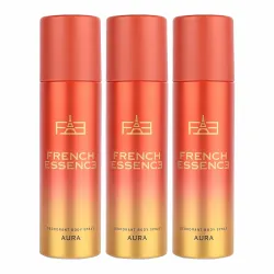 French Essence Aura | Deodorant For Women | Body Spray | Fresh Fragrance | Long Lasting Scent 150ml Each - Pack of 3