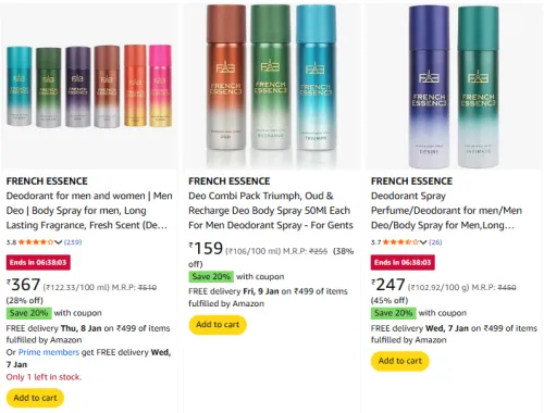 Image of FRENCH ESSENCE Deodorant Spray Combo @ Apply 20% Coupon