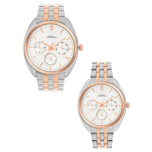 Image of French Connection Analog Silver Dial Couple Watch