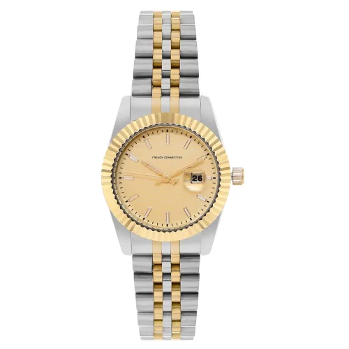 Image of French Connection Maverick Champagne Gold Round Dial Womens Analogue Watch FCS09TM