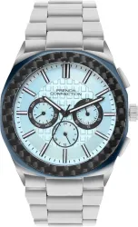 French Connection VYSTRO Blue Sunrat Textured Dial | Mens Silver Multifunction Watch Analog Watch - For Men FCH27USM