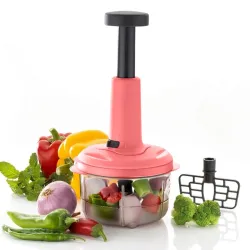 Frenchware (900 ml, Peach) Multipurpose Vegetable Push Chopper for Kitchen with 3 Blades, Polypropylene Material, Handy 
