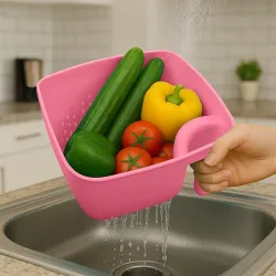 Frenchware Plastic Colander with Handles, BPA-Free, Peach