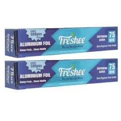 Freshee 500gm Aluminium Silver Kitchen Foil Roll, 11 Micron Thick Disposable Food wrap Foil for Food Parcel Keeps Food F