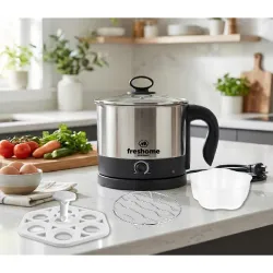 FRESHOME 1.2L Electric Multipurpose Kettle 600W (Silver)