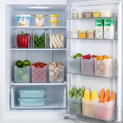 Fridge Storage Box Multipurpose Container for Storage Space-Saving Refrigerator Side Door Organizer for Kitchen Fruits, Vegetables Storage Containers- Transparent, 1 Pc, 950 ML