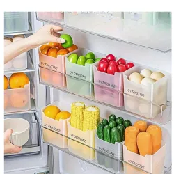 fridge storage boxes multipurpose containers for storage Space-saving Refrigerator Side Door Organizer for fridge kitchen Fruits, Vegetables Storage Containers- transparent, Plastic (8)