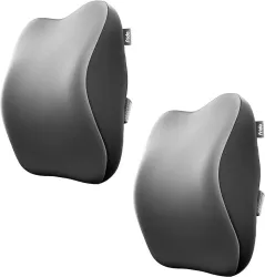 Frido Grey Memory Foam Car Pillow Cushion for Universal For Car (Contemporary, Pack of 2)
