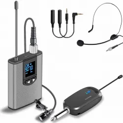 FRIWOL Wireless Headset Lavalier Microphone System -Alvoxcon Wireless Lapel Mic Best for iPhone, DSLR Camera, PA Speaker, YouTube, Podcast, Video Recording Vlogging, Church, Interview, Teach...